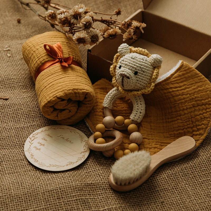 Kit Chá de Bebê - Manta Babador e Amigurumi